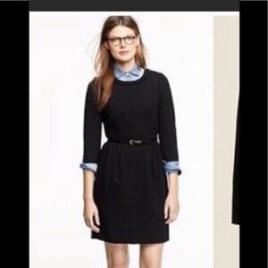 J. Crew Teddie Black Wool Blend Dress With 3/4 Sleeves Size 4